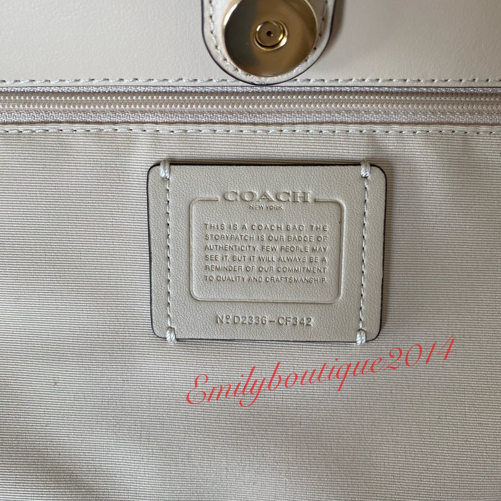 NWT Coach CF342 City Tote with Monogram Print in Canvas & Leather Gold Chalk Bag