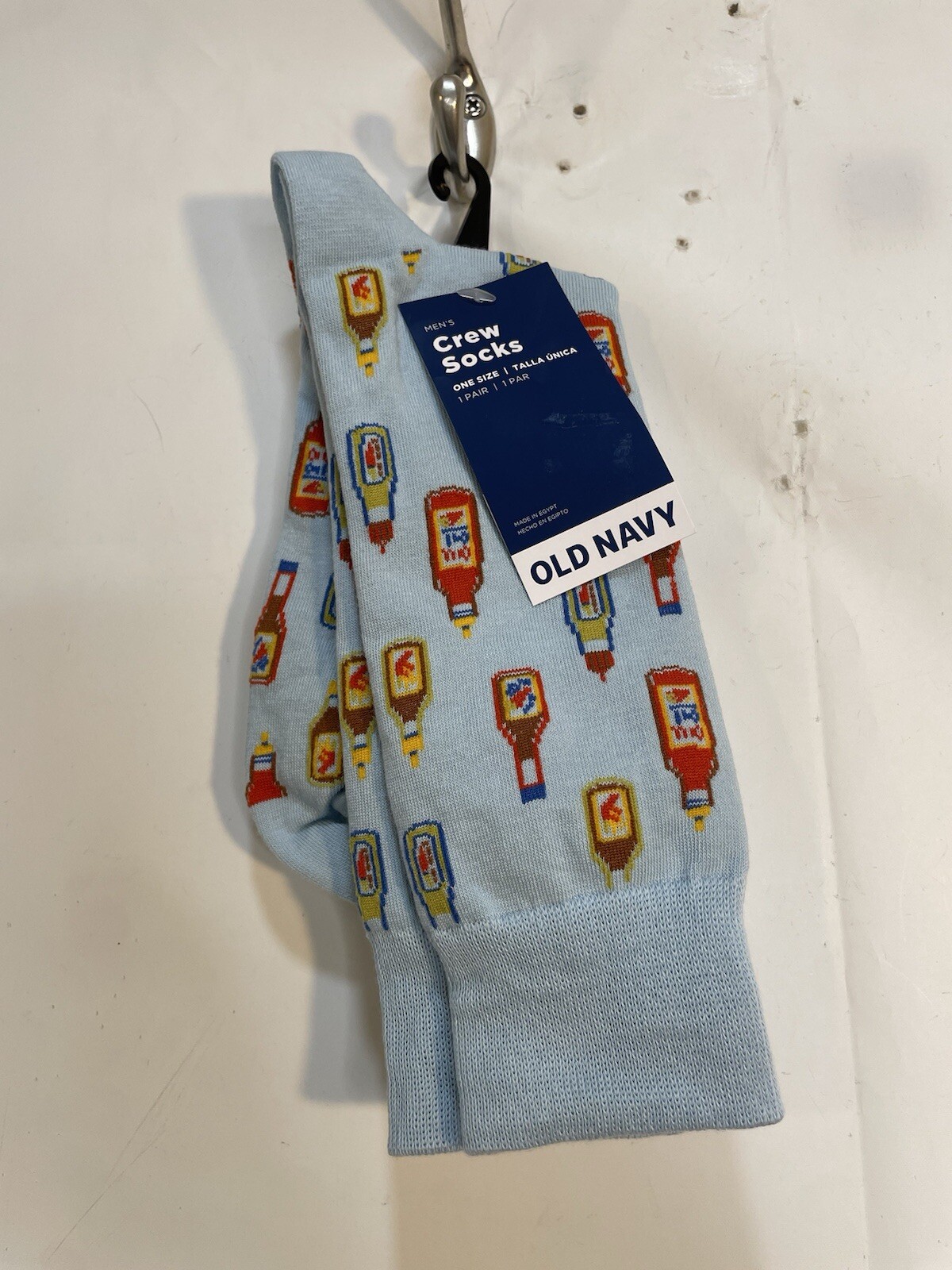 Old Navy Mens One Size Blue Multicolor Hot Sauce Printed Novelty Statement Socks