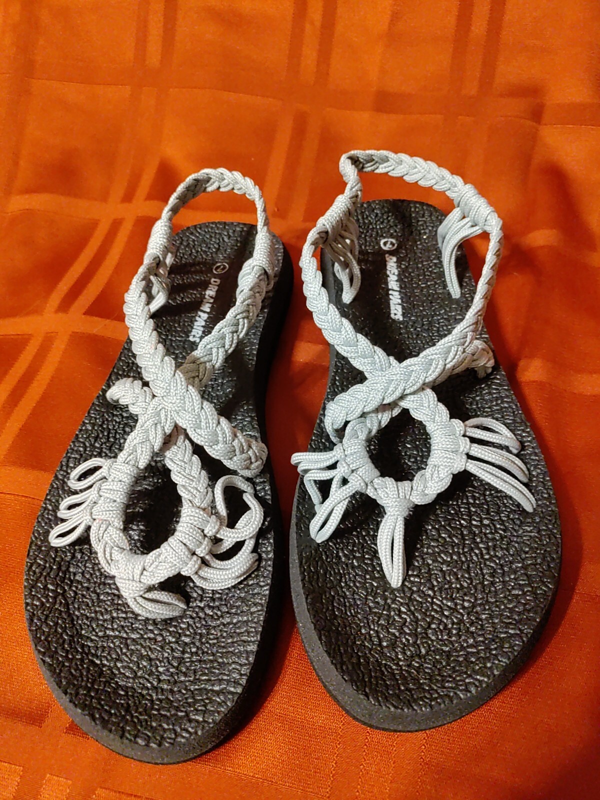 Sandals, Woven Dream Pairs slip-on, Memory Foam with Cotton Cord, Womens Size 7