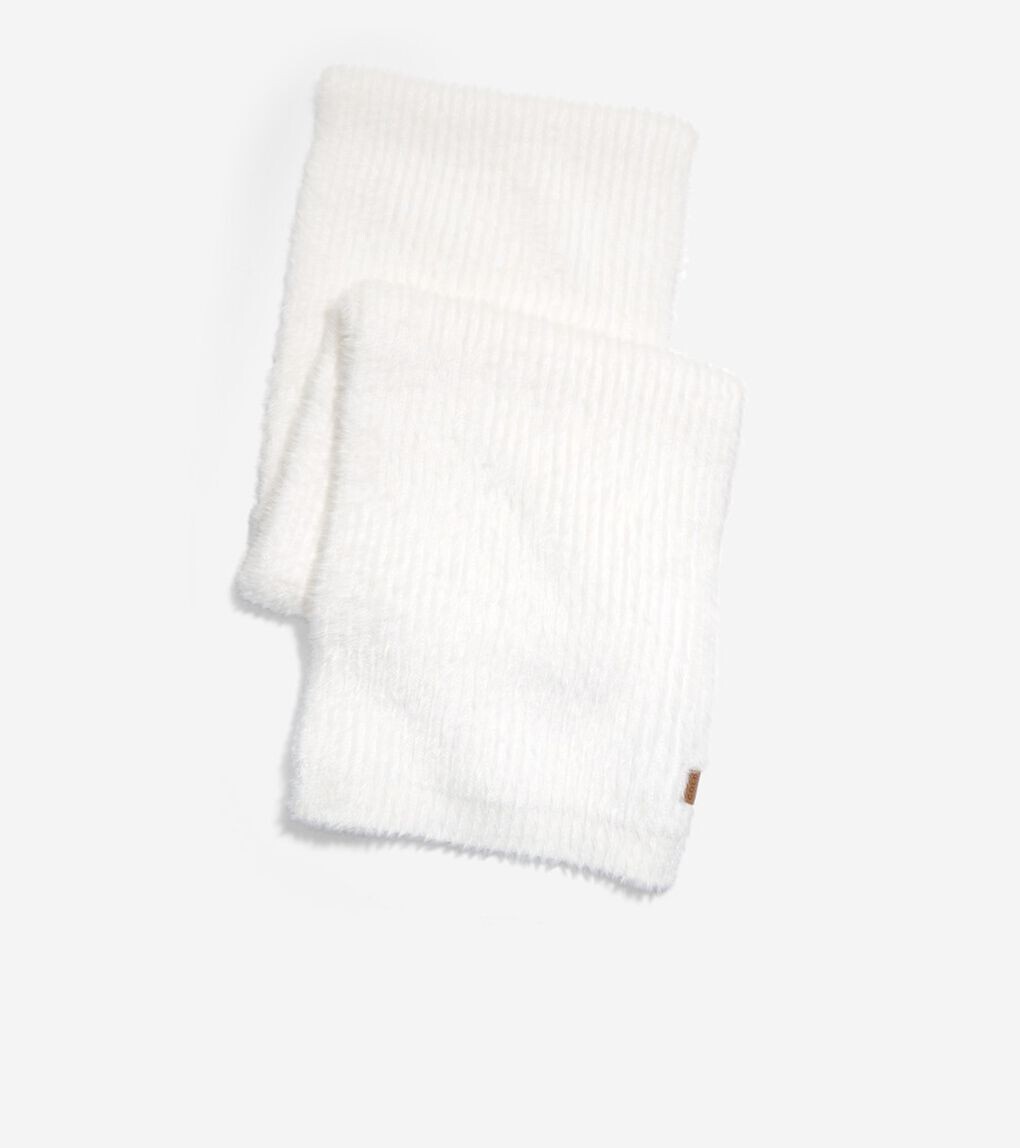 Cole Haan Plush Scarf Ivory White NWT Around Long 64″ Inches (U06518)