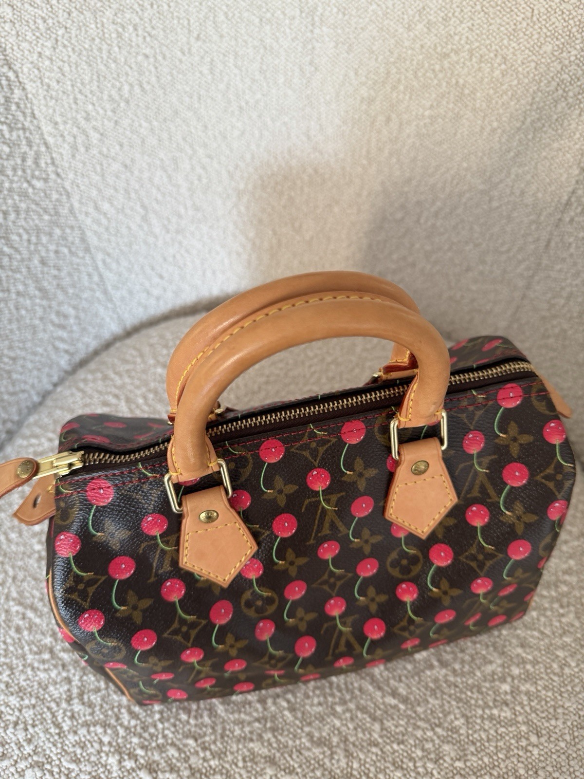 Louis Vuitton Speedy Satchel 25 Brown Canvas Monogram Cerises