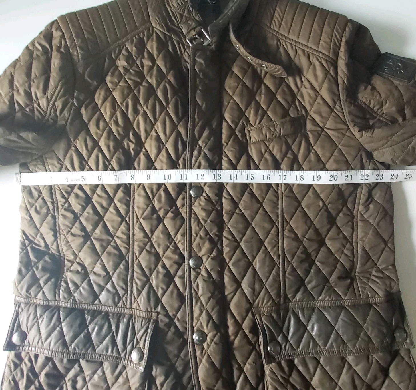 Belstaff Diamond Quilted Jacket Men XL Brown Padded Logo Pockets Zip