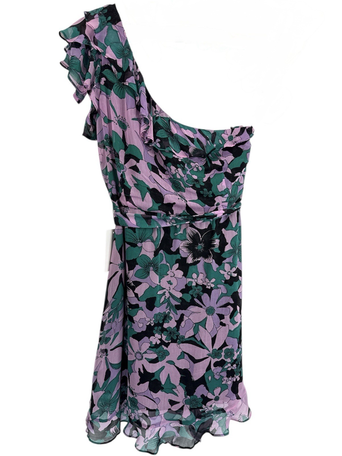 For Love & Lemons Maritza Floral Multicolor One-Shoulder Dress Women’s M NWT