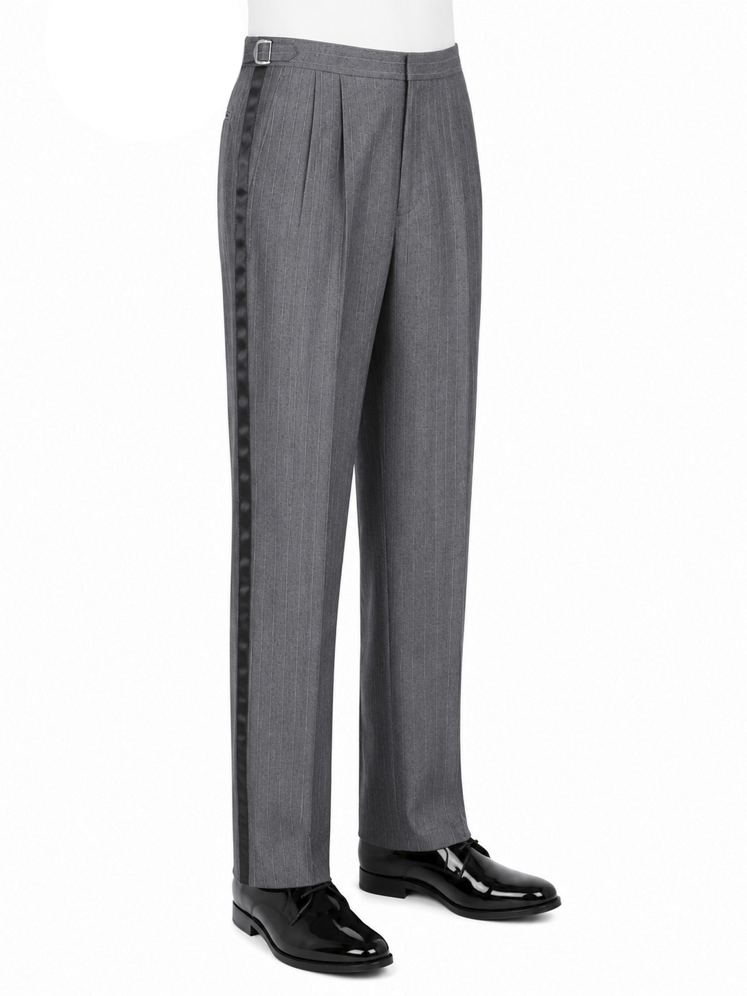 Men’s Retro Vintage Silver Grey Tuxedo Pants Adjustable Waist 27-29″ Long Rise