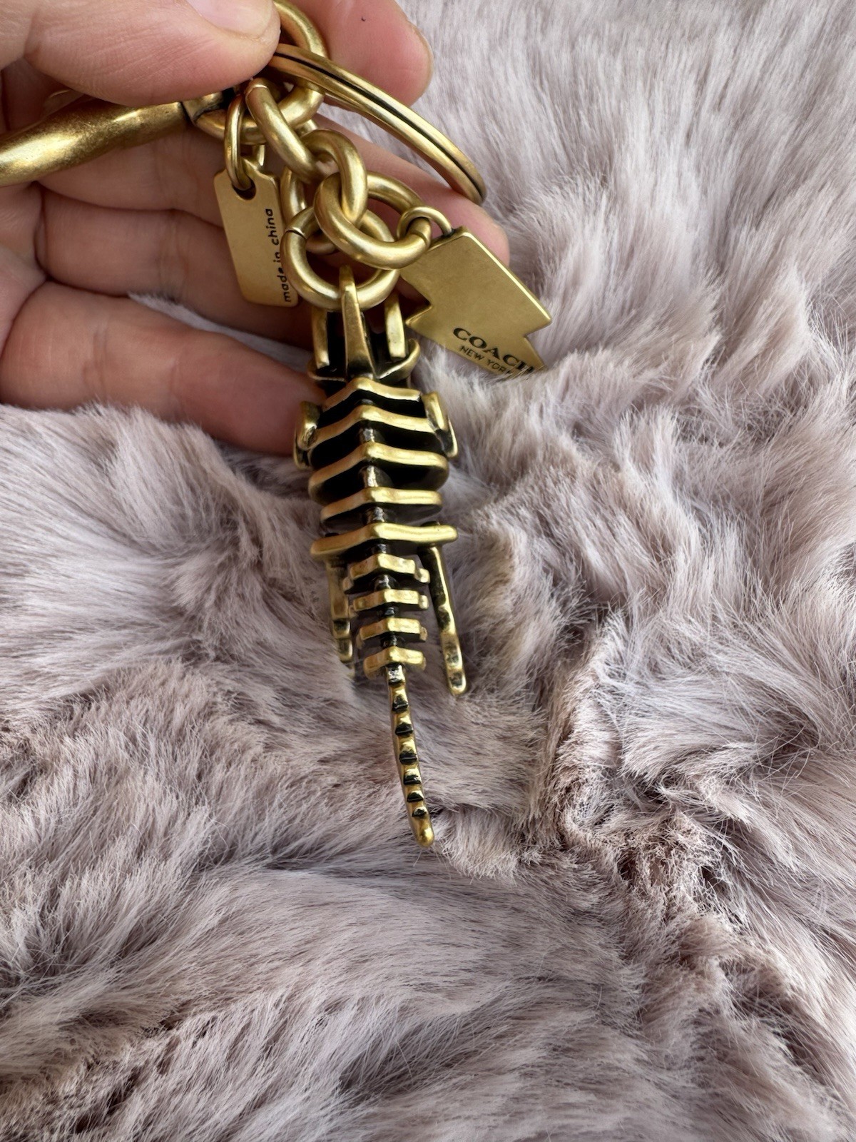 Coach Metal Small Rexy T-Rex Skeleton Puzzle Bag Charm Keychain CCE75 Brass