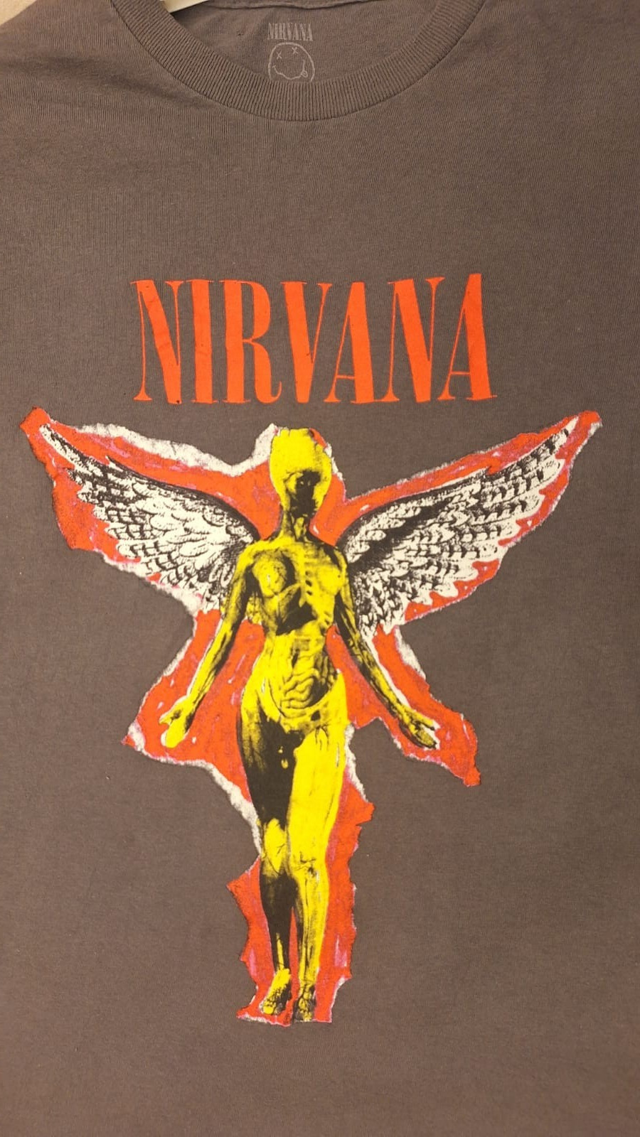 Nirvana In Utero Angel Graphic Band T-Shirt Gray Size Small S Rock Grunge