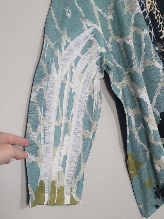 Jess & Jane Kenya Giraffe Wearable Art Tunic Top Size 3X Long Sleeve Made USA
