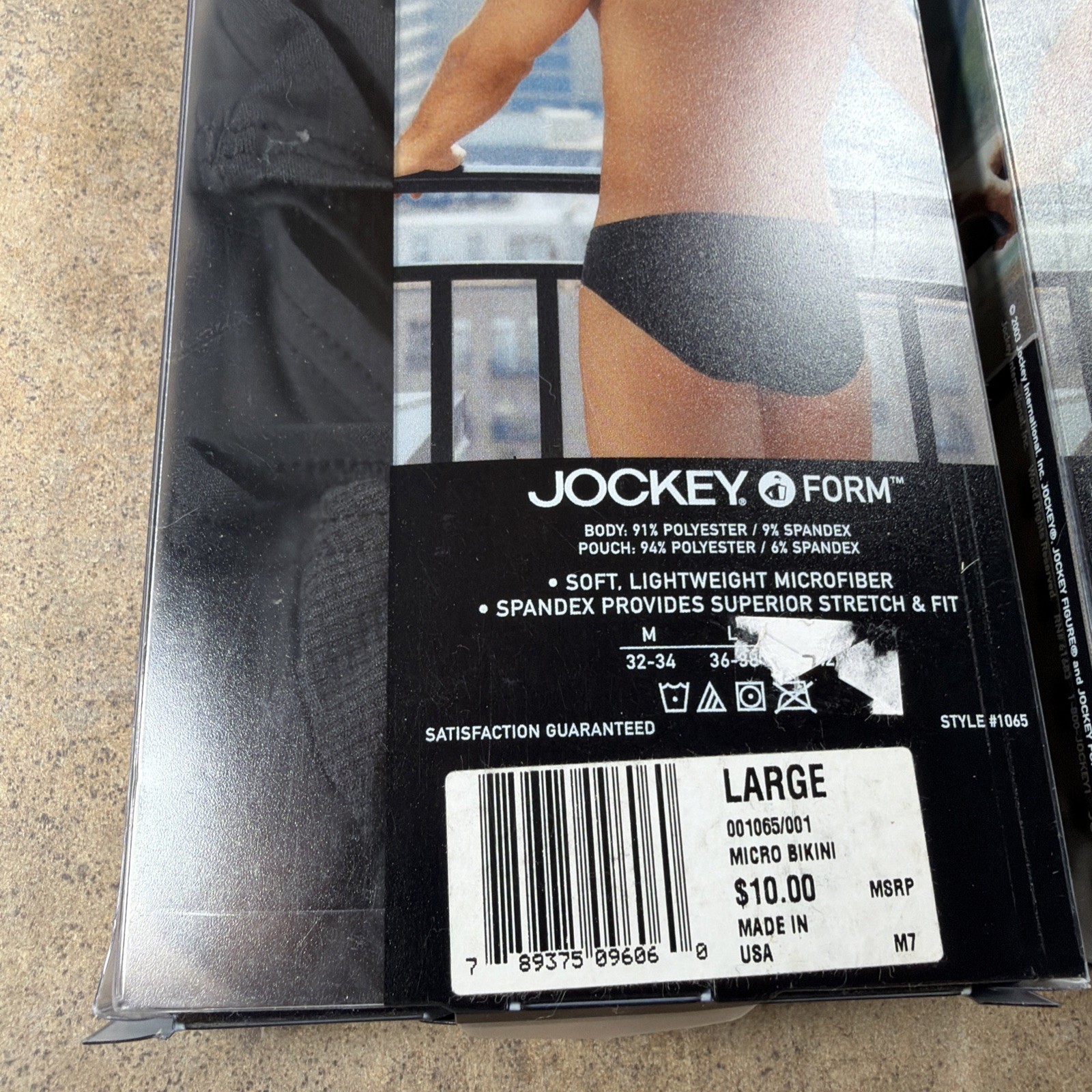 Vtg 2004 USA Jockey Form Mens Microfiber Bikini Briefs (2) Black & Gray OPEN Pkg