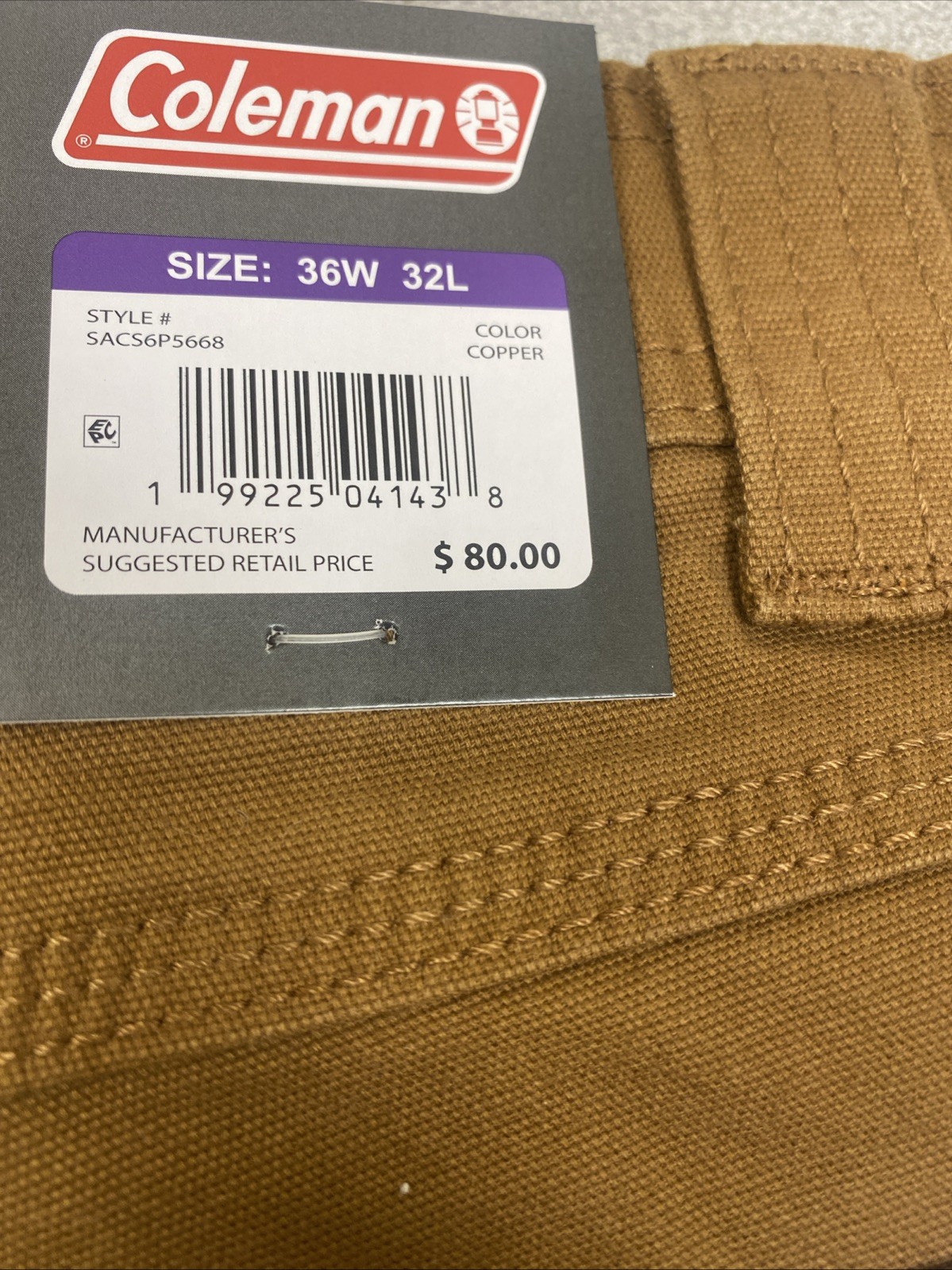 Coleman Men’s Utility Work Pant Size Assorted Sizes 2 Colors NWT