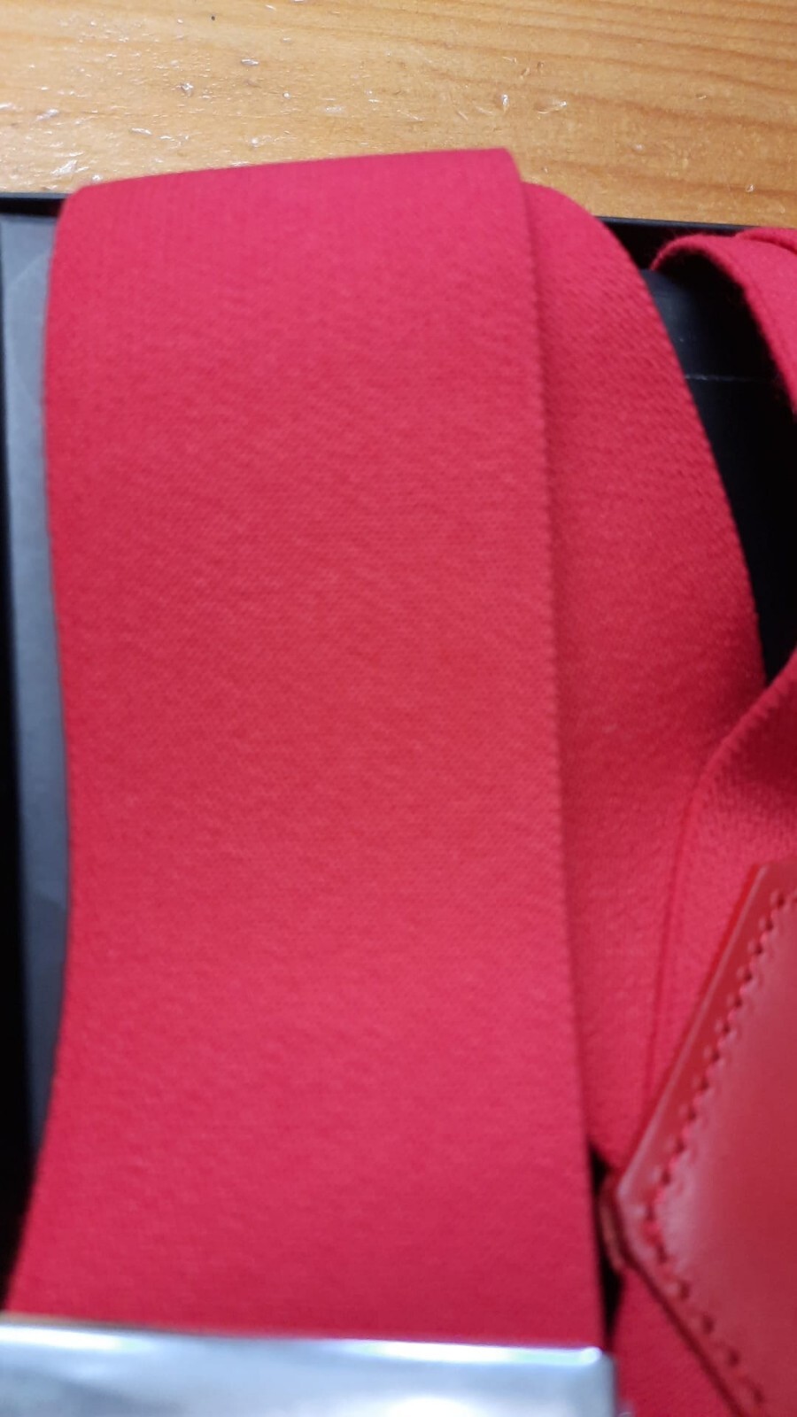 50mm Solid Red 4 Arm Leather Strap 100% Made in Italy