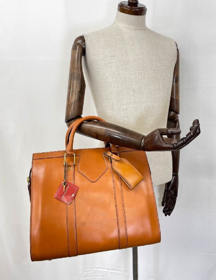 Swaine Adeney Brigg Bridle Leather Boston Bag Brown 11.4×13.8×7.9 in UK