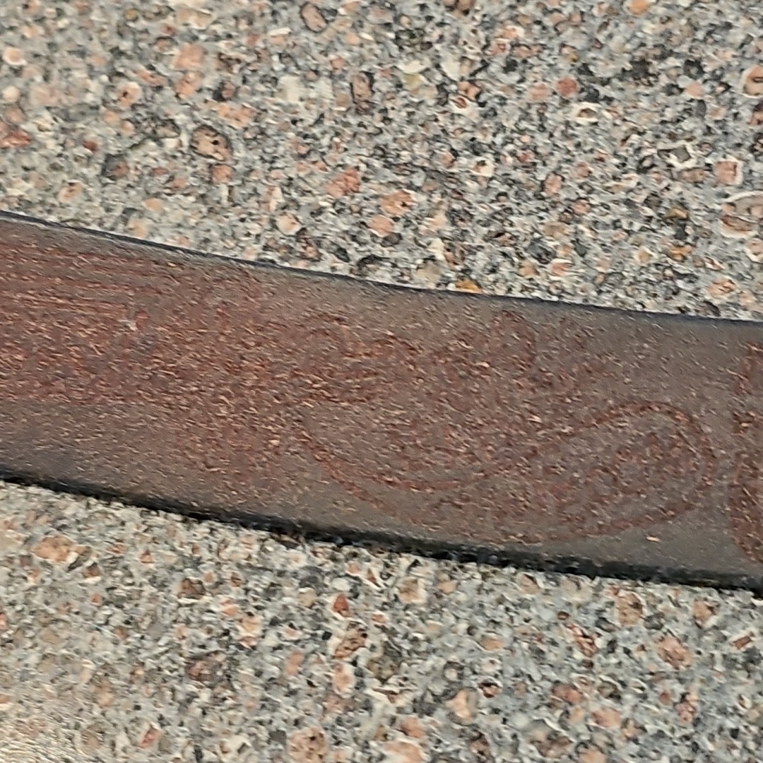 Jon Wye USA Made Brown Leather Belt Great Wave off Kanagawa Tsunami 38-45 Waist