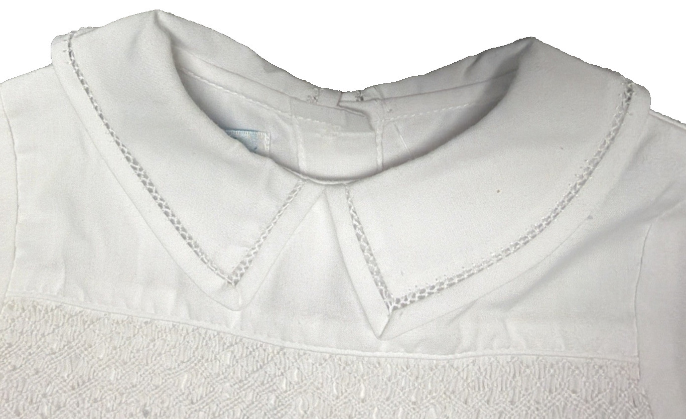PETIT AMI White Christening Baptism Hand Smocked Romper Baby Boy Sz 6 Months
