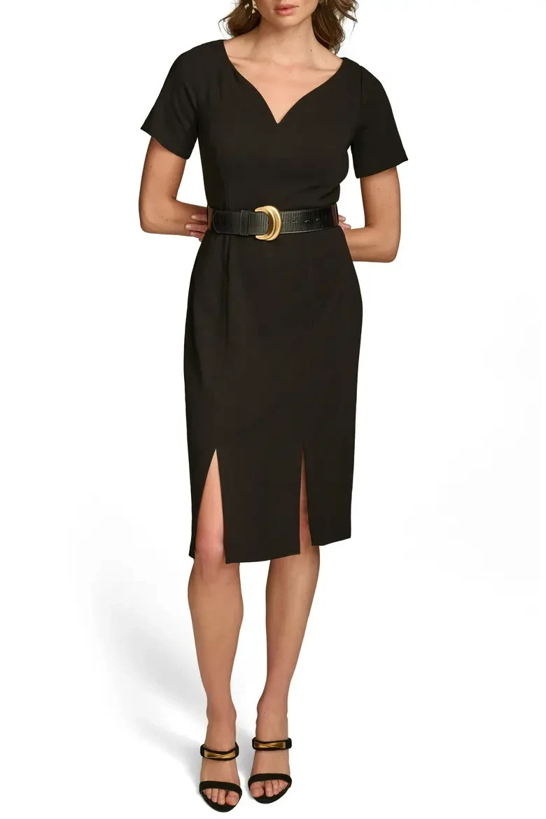 Donna Karan New York Belted Stretch Sheath Dress-Size 2 (FLK#1153 B)