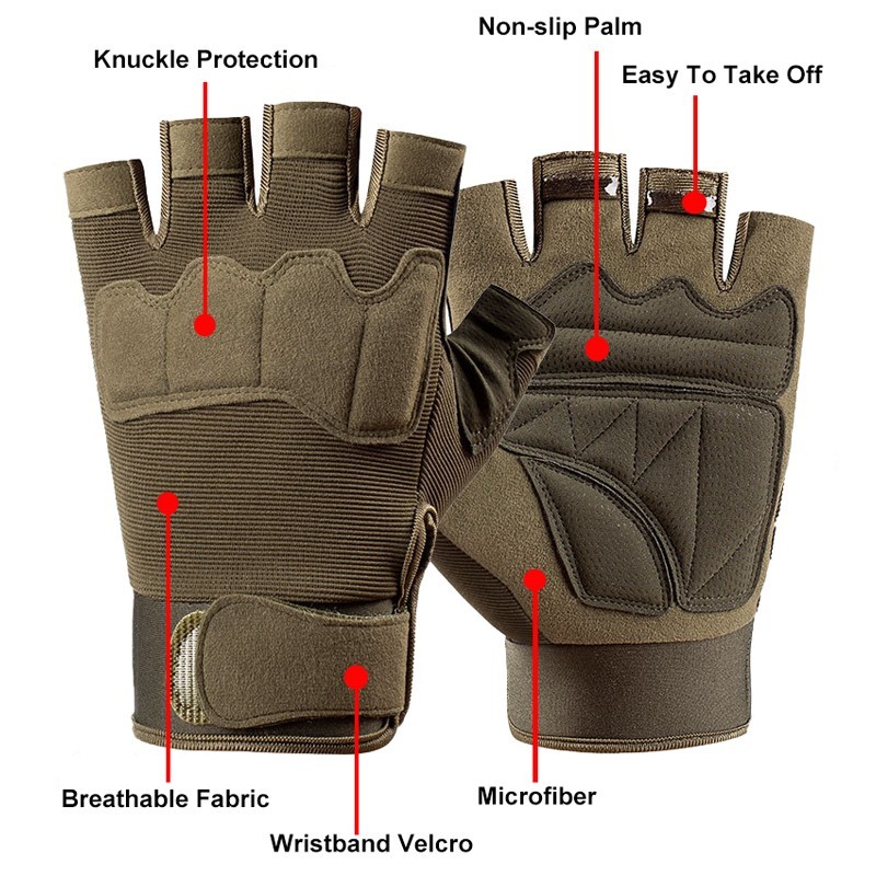 Tactical Half Finger Gloves Motorcycle Cycling Hiking Driving Working Fingerless
