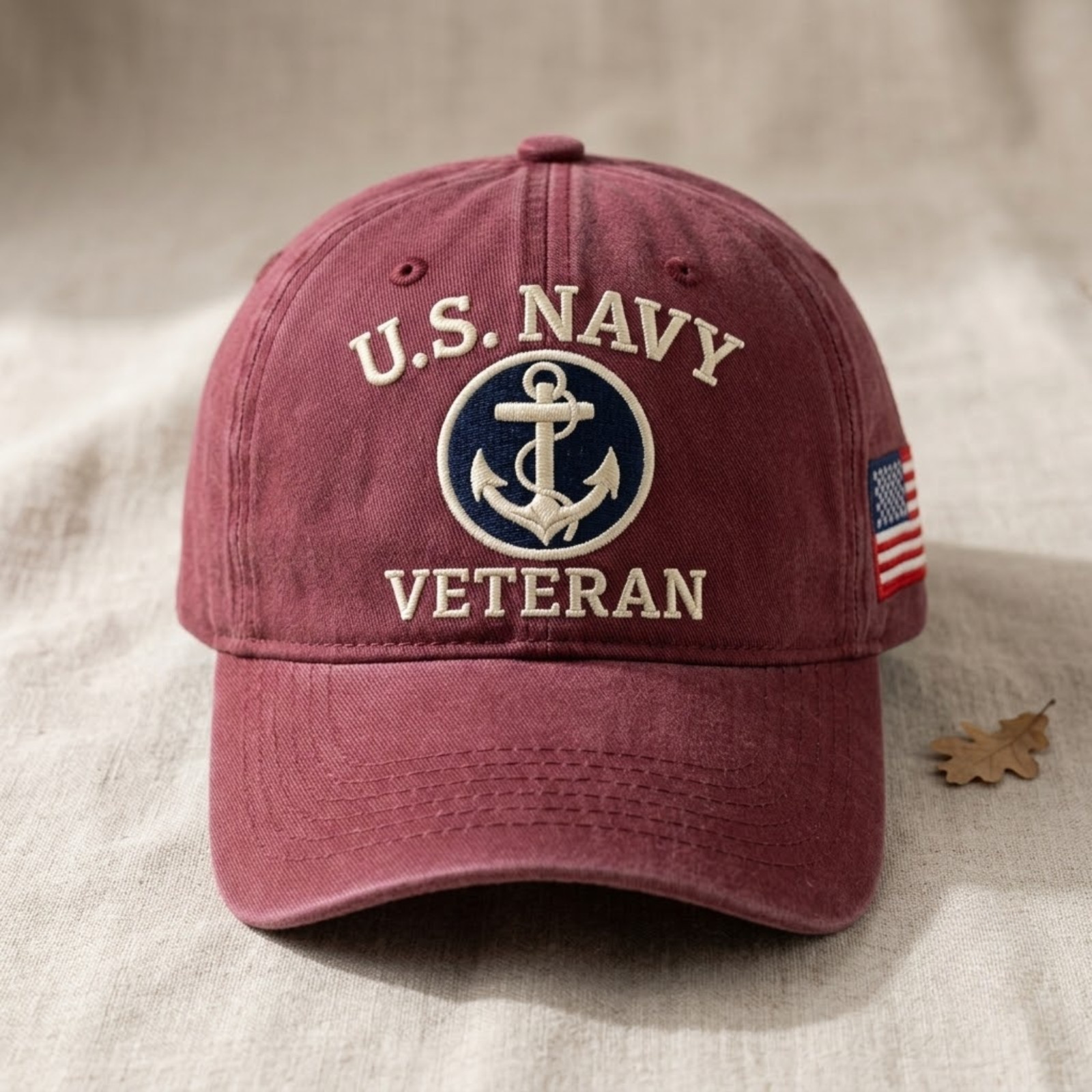 US Navy Veteran Hat Embroidered US Flag Military Baseball Cap Washed Cotton Gift
