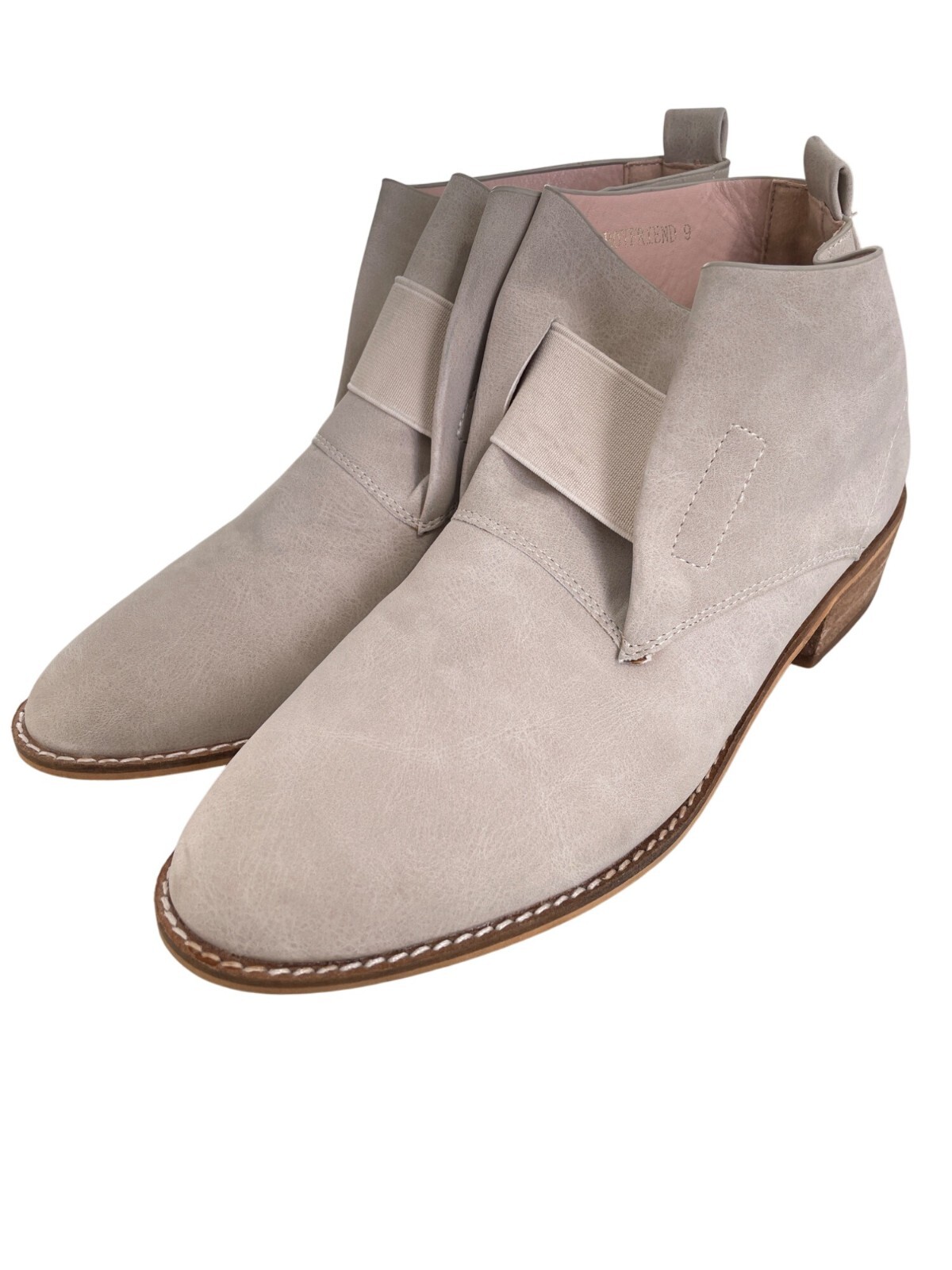 Ccocci Boyfriend Ankle Booties Women 9 Round Toe Elastic Gore Beige Neutral Boho