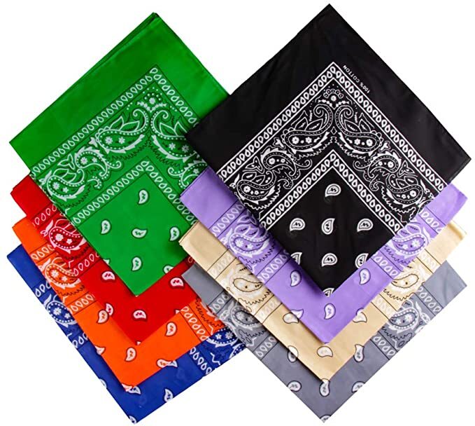 Lot of 12 Wholesale 100% Cotton Paisley Print Bandana Head Wrap Scarf Face Mask