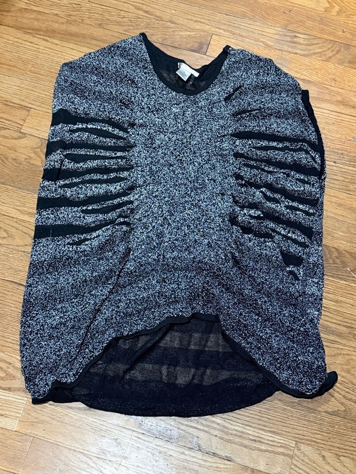 Alberto Makali Black & Gray Distressed Crewneck Sleeveless Top Size XL
