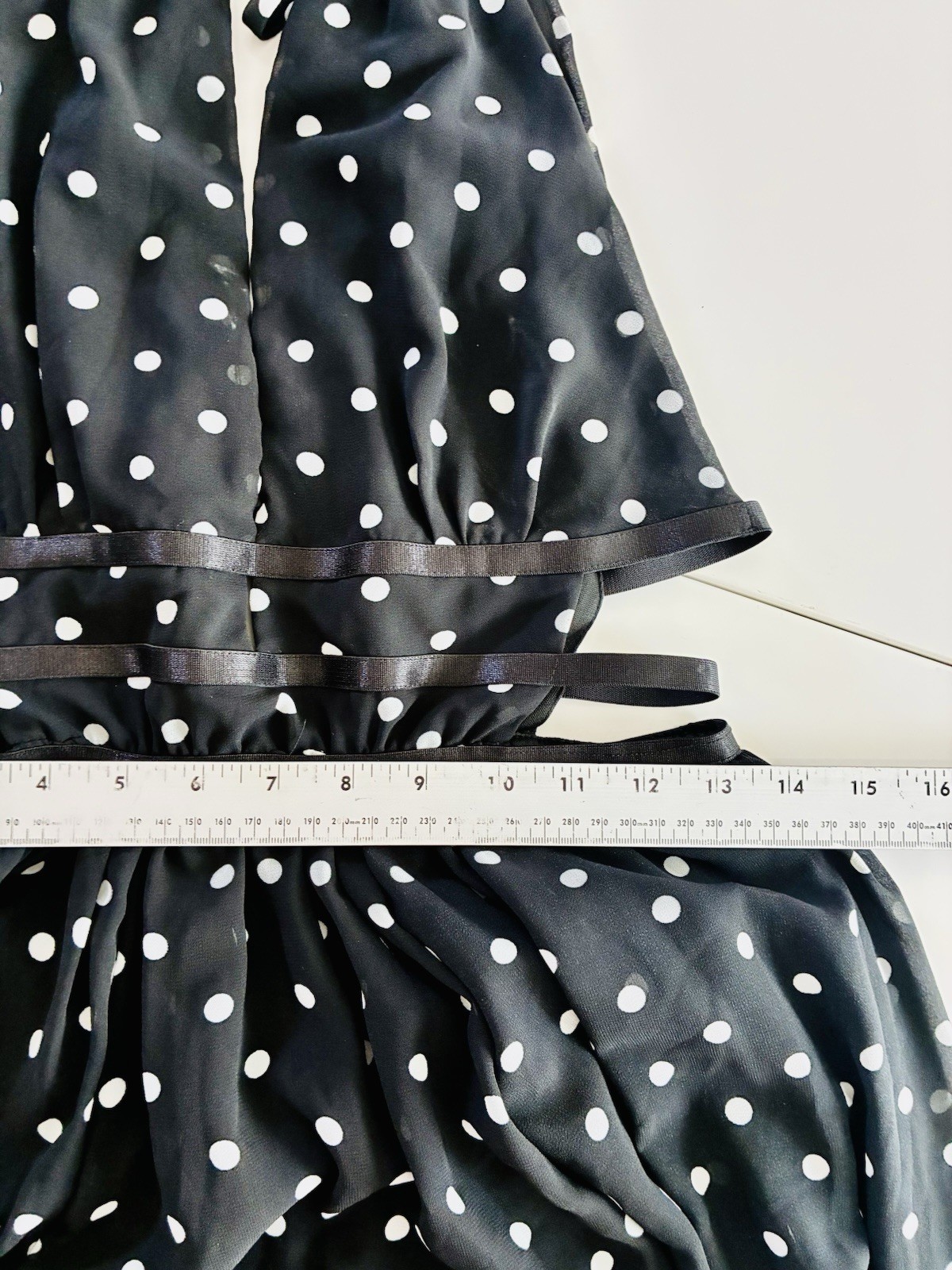 ASH NOVA Womens M Black/White Polka Dot Halter Maxi Chiffon Lined 3015D