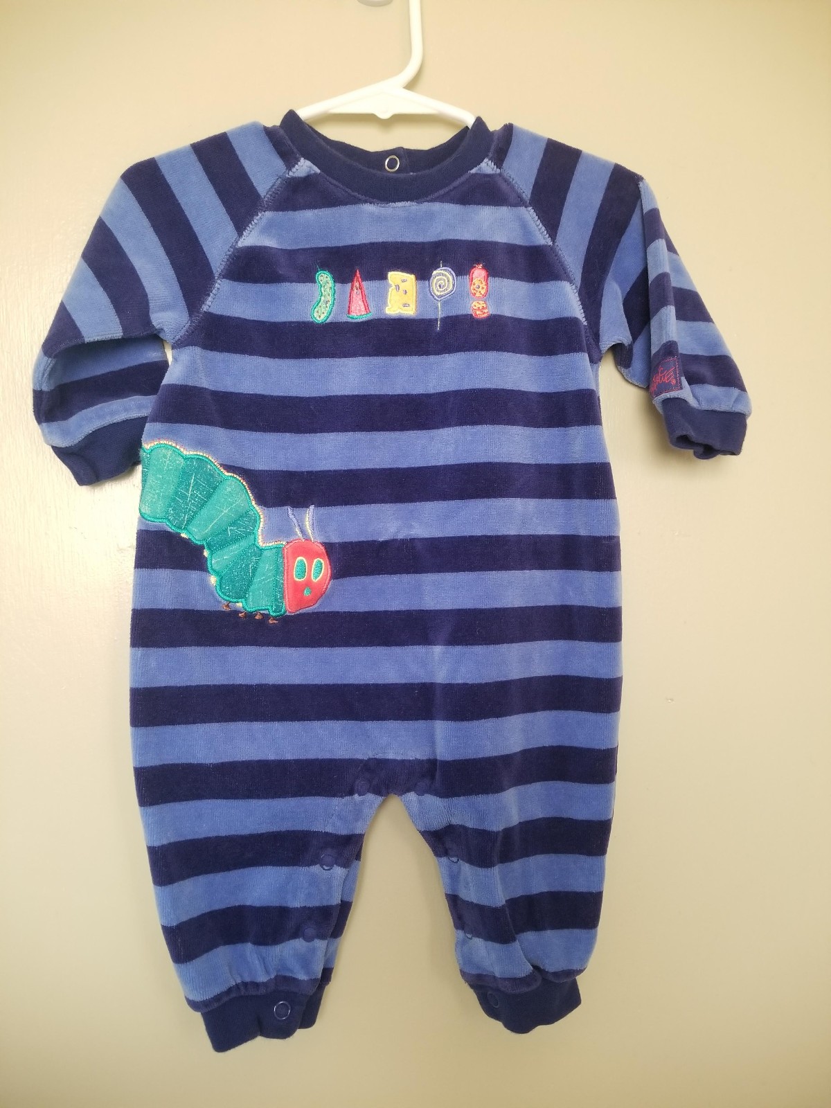 Vintage Eric Carle Very Hungry Caterpillar Body Suit Romper Blue 6-9 M Carter’s