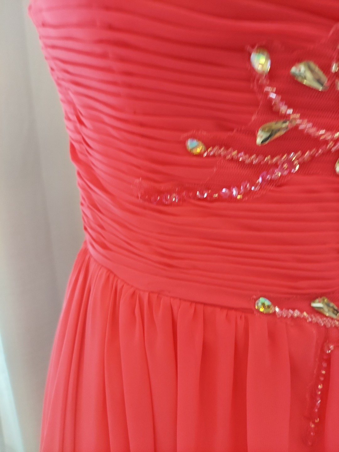 **Intrigue Co. Sz 18 Fushia Pink Gem Accent Prom Dress seetrough Overlay **