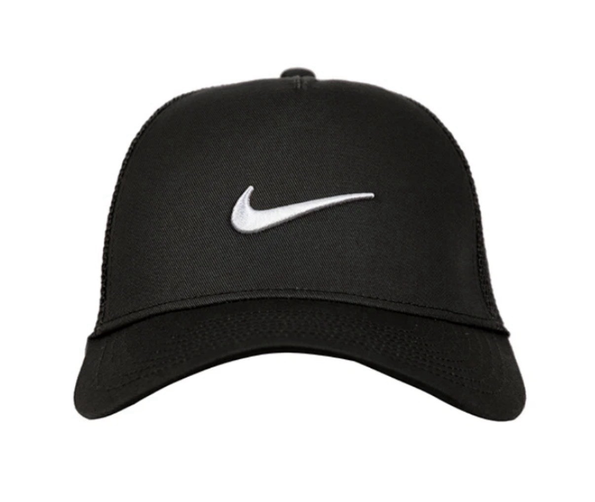 Nike Black Rise Trucker Cap Size M/L Embroidered Swoosh Snapback II1314-010