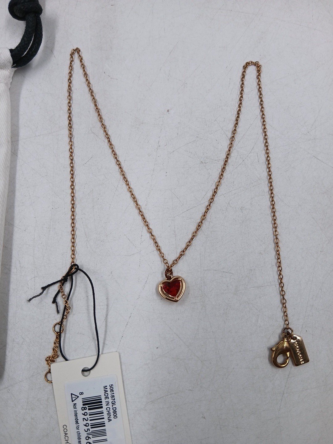 Coach Red Stone Heart Red Necklace Gold Plated (Z3-B16)
