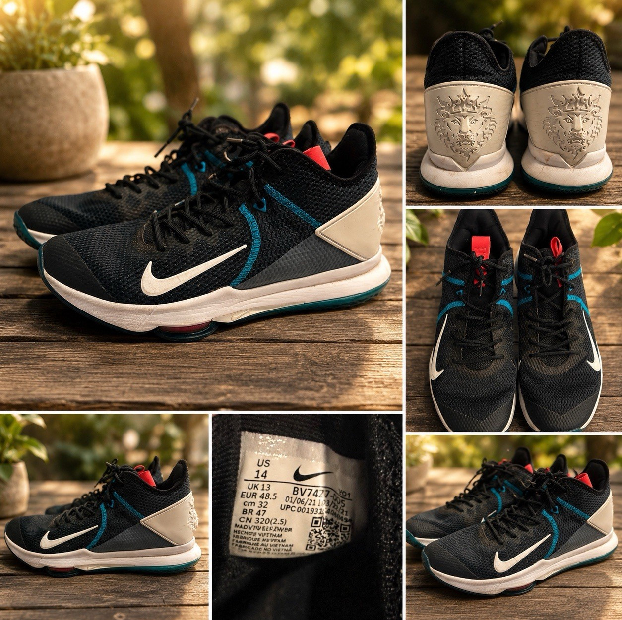 Nike LeBron Witness 4 Men’s Low Top Lace-Up Athletic Sneakers Black/White/Blue
