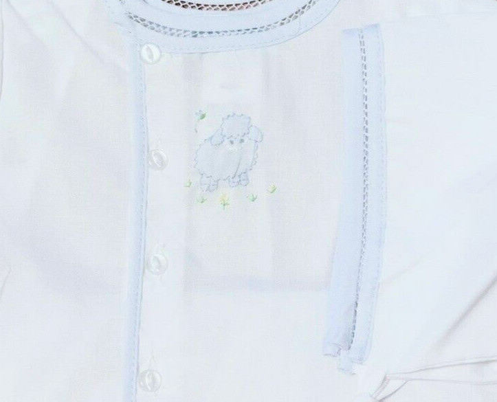 NWT Petit Ami White Blue 3pc Lamb Batiste Diaper Set 3 Months Baby Boys 3M & Hat