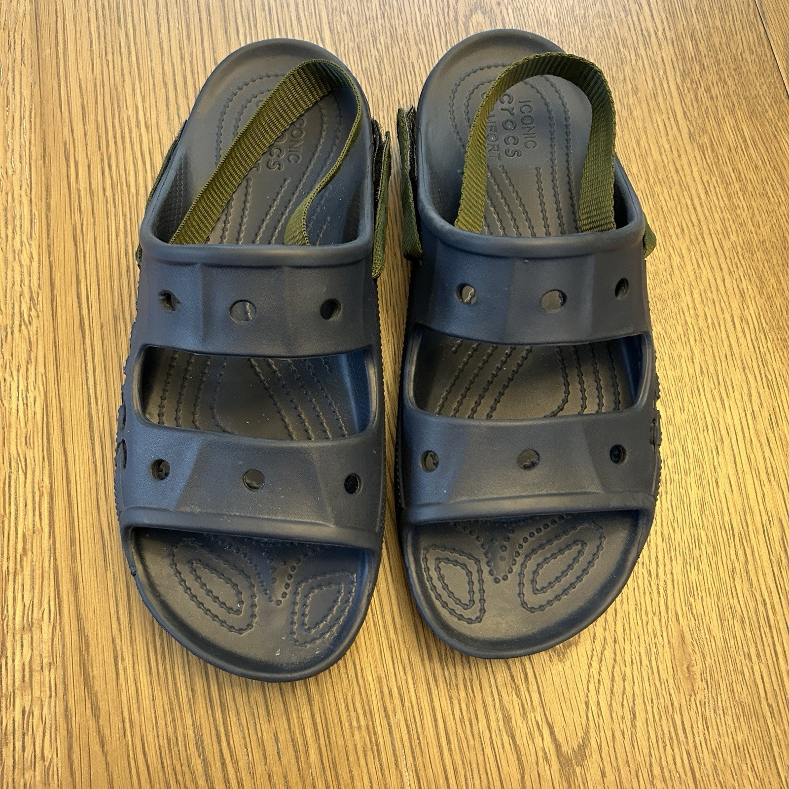 Crocs Men’s Size 12 Baya Slide Sandals Navy Blue Modified With Strap