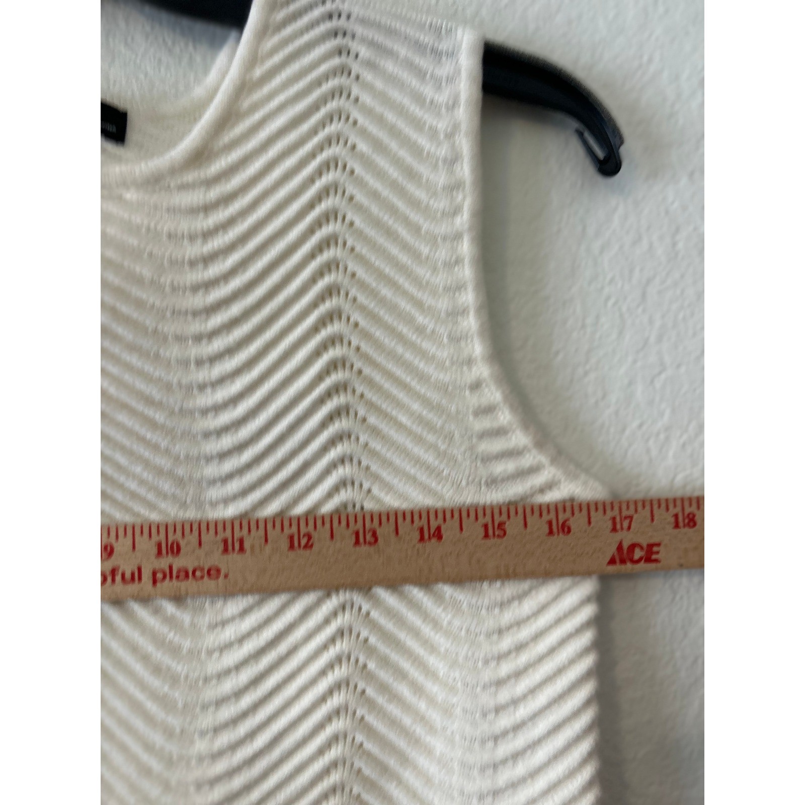 Boho Festival Hippie Cream Chevron Knit Sleeveless Top Scallop Hem Small