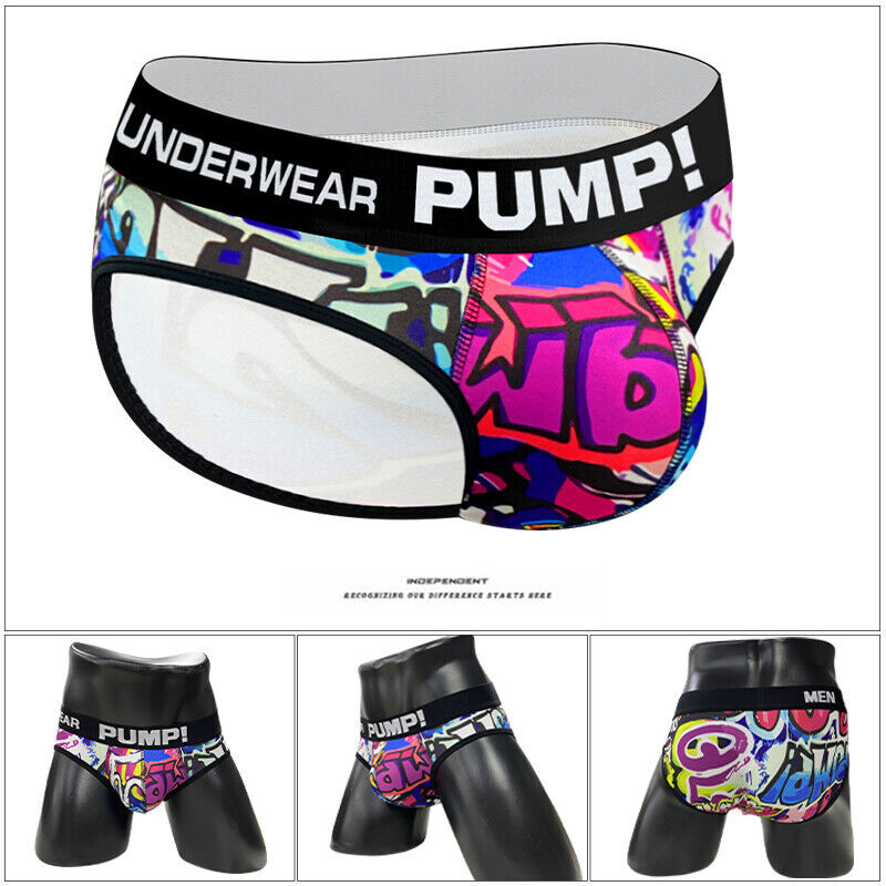 PUMP Men Sexy Printing Low Waist Briefs Bikini Underwear Underpants Jockstrap