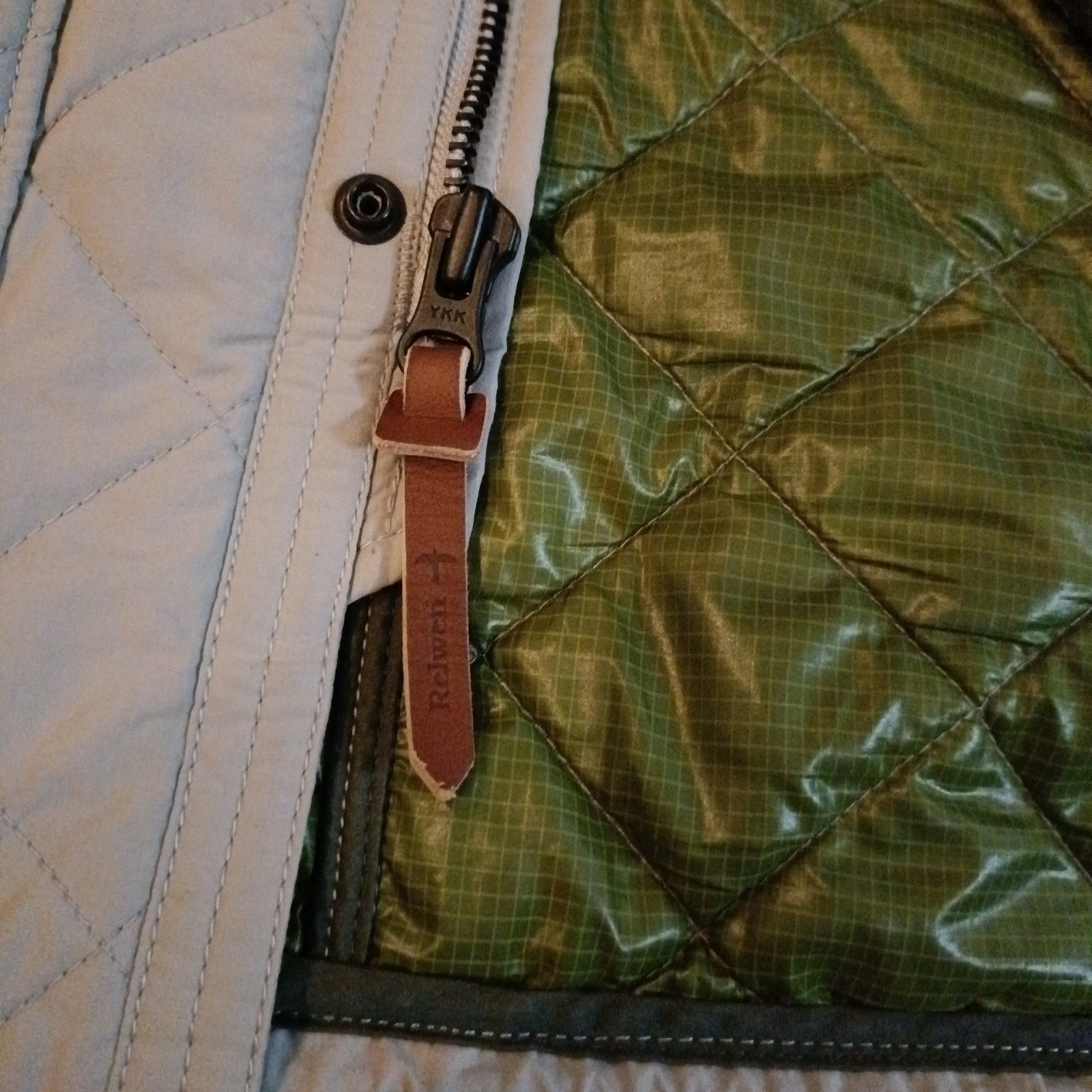 Relwen Quilted Insulated Tanker Snap Jacket Size 2XL Stone Gray Outdoors Hiking