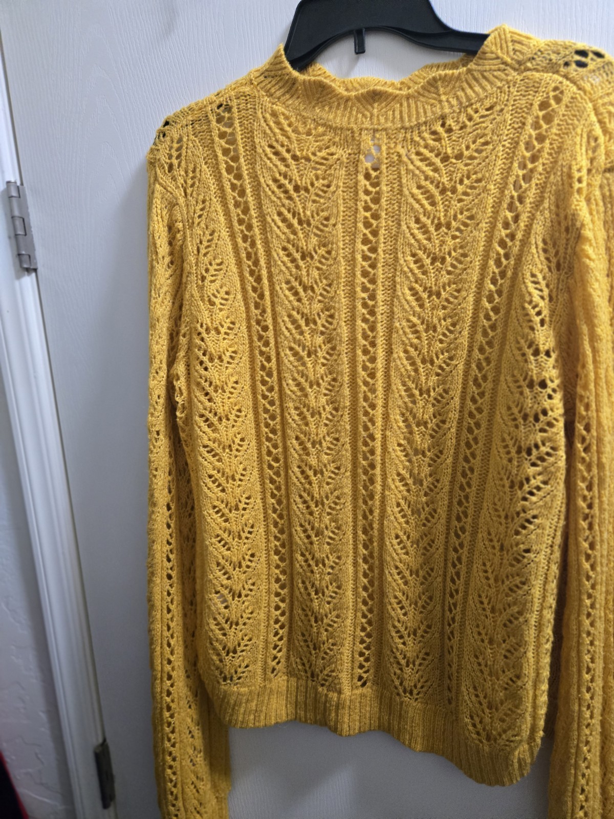 LC Lauren Conrad Women’s Open-Knit Crew Neck Pullover Sweater XXL Yellow