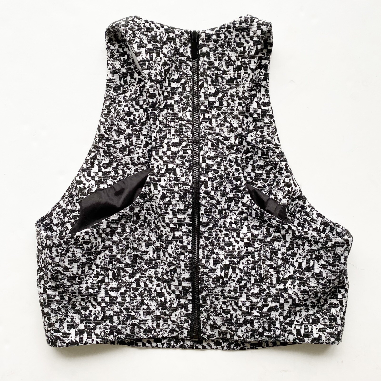 Elizabeth and James Jacquard Upton Crop Top Black White Women’s Size XS