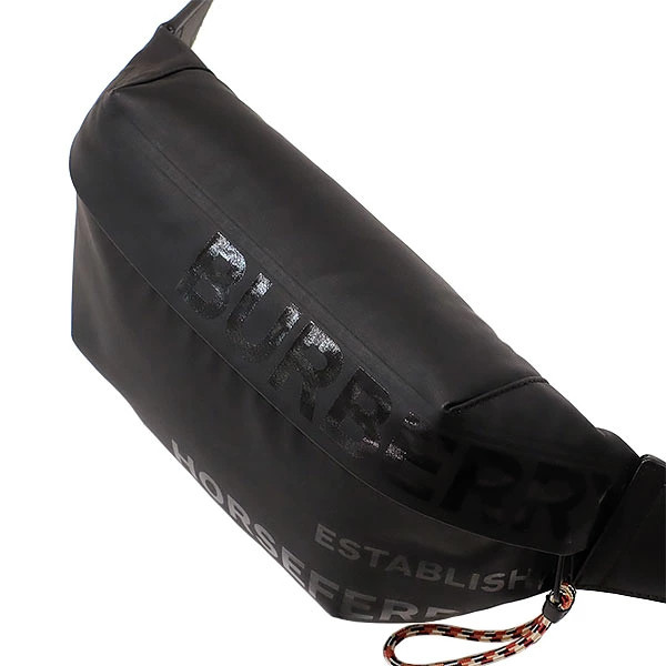 BURBERRY Horseferry TM Monogram Belt Bag Coated Canvas Leather 8036555 Black