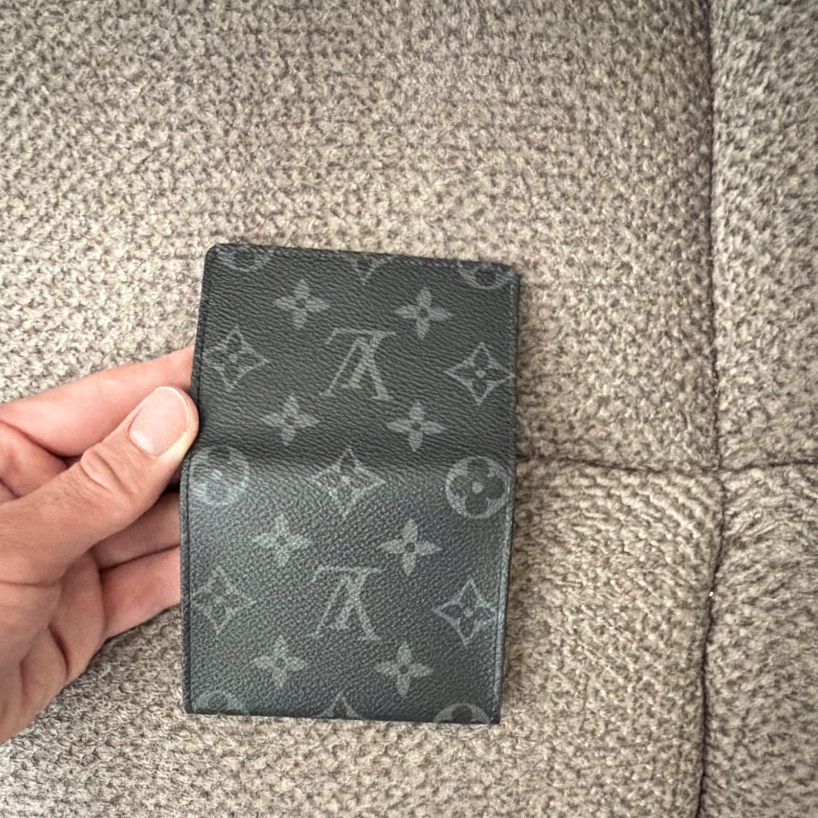 Louis Vuitton Monogram Leather Envelope Business Card Holder Black!