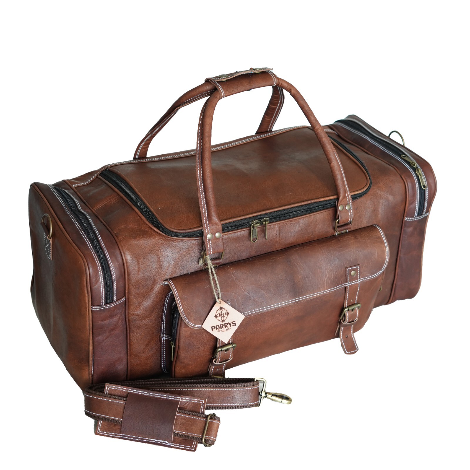 Handmade Genuine Leather Travel Duffel Luggage Weekender Overnight Bag Unisex