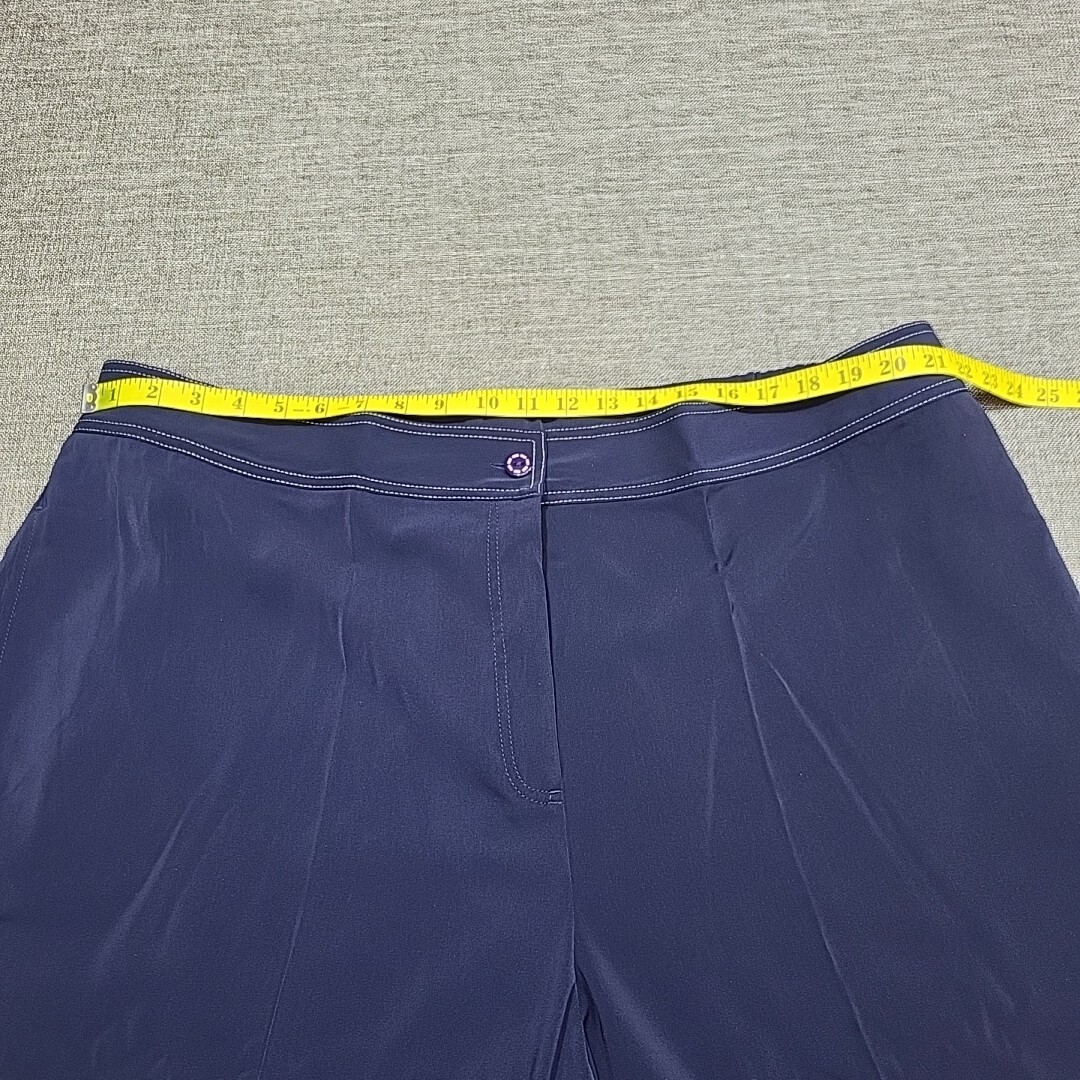 Susan Graver Womens Button Zip Fly Pants 3X Plus Size Navy w Pockets