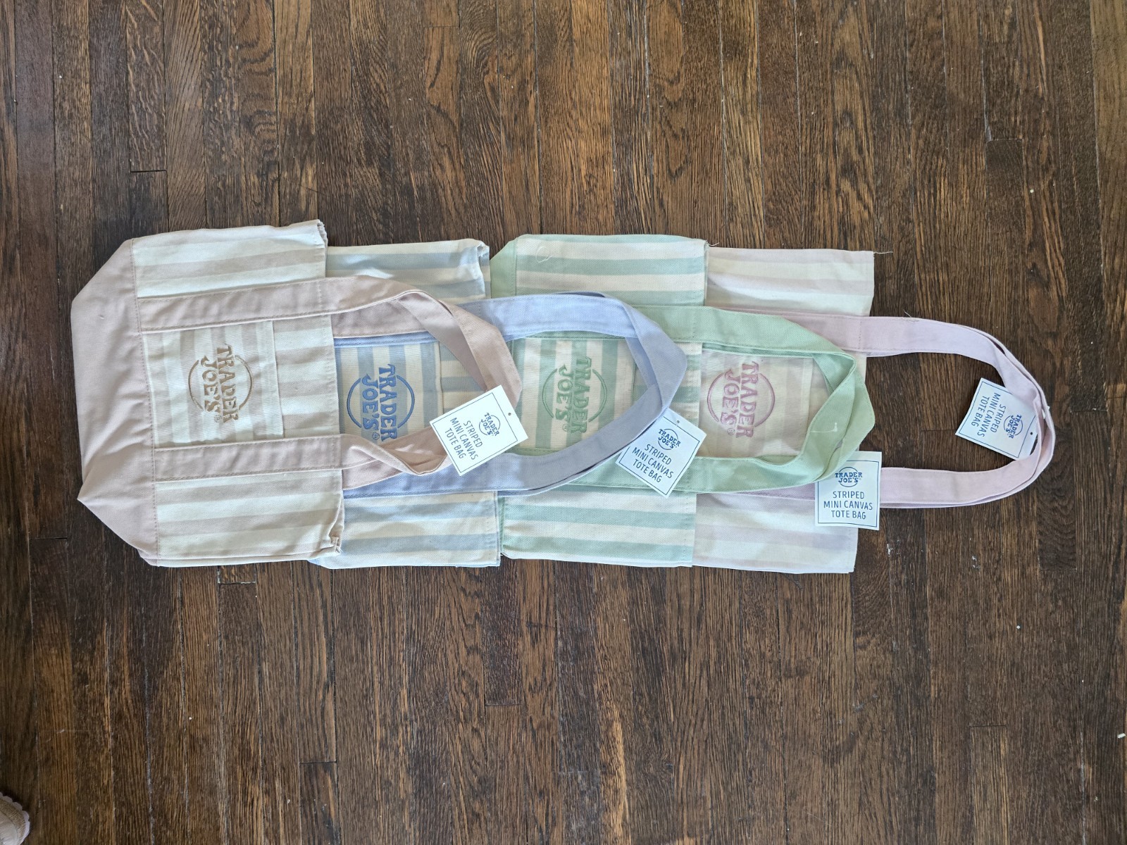 Trader Joe’s Striped Mini Canvas Tote Bag NEW! 4 COLORS!!
