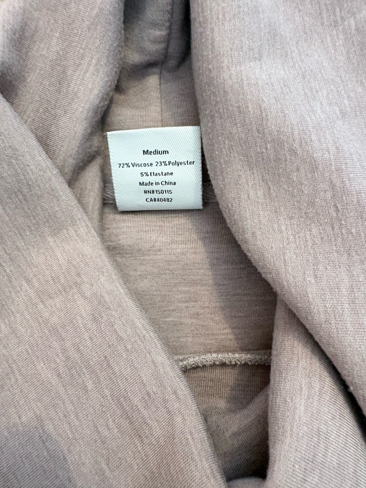 Varley Priya Longline Sweatshirt Taupe DoubleSoft Cowl Neck Medium