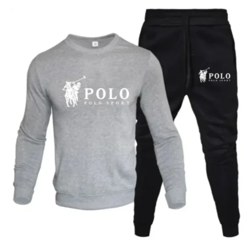 Men Autumn Winter Sweatshirt and Jogger Pants Set Casual Fitness Outfit