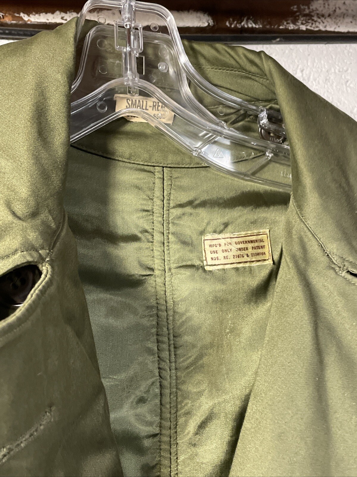 1953 Korean War US Army Winter Great Coat Lining OG-107 Overcoat Cotton Small