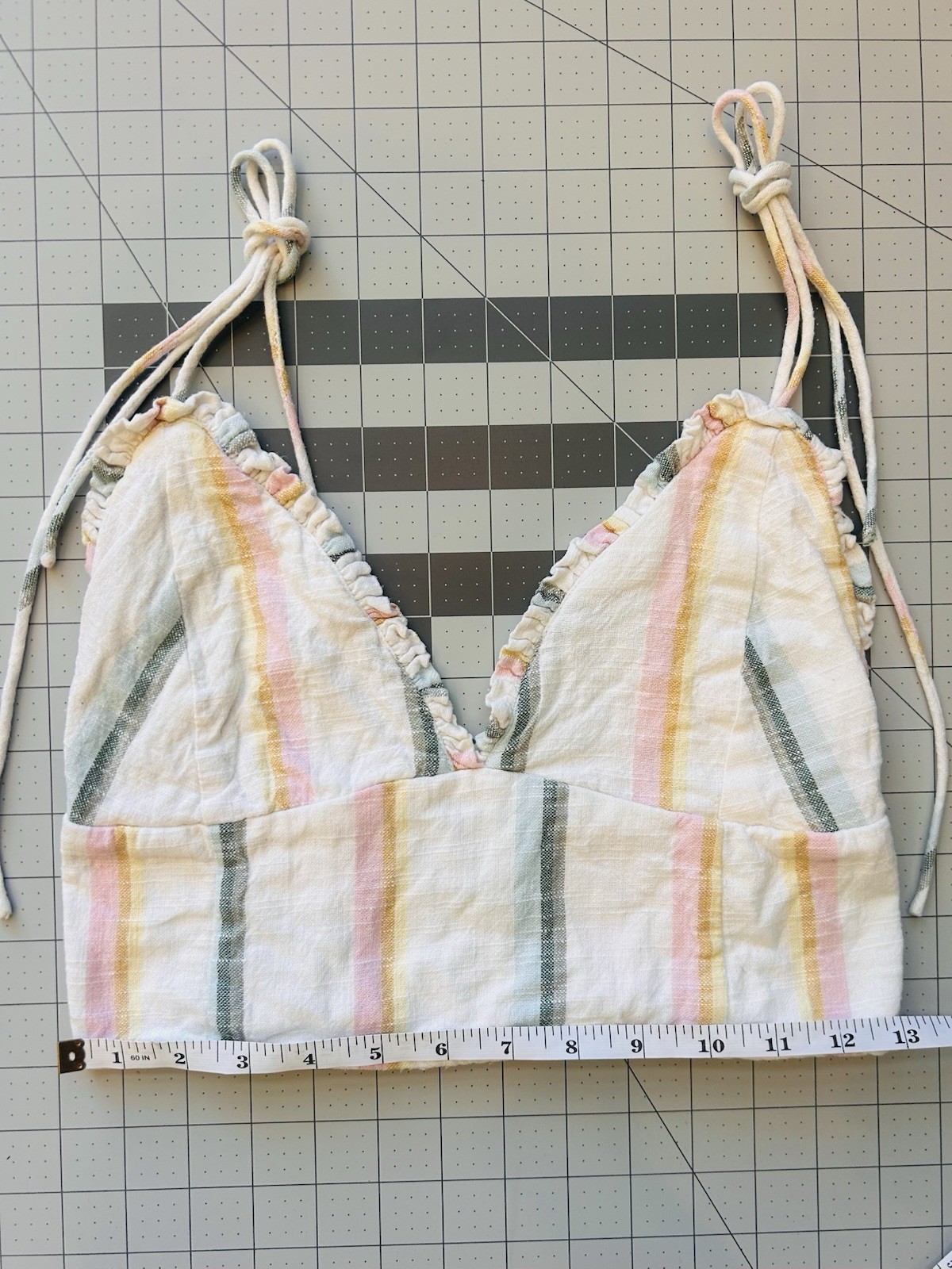 Billabong The Salty Blonde Striped Ruched Wireless Bralette Bra L/G/G
