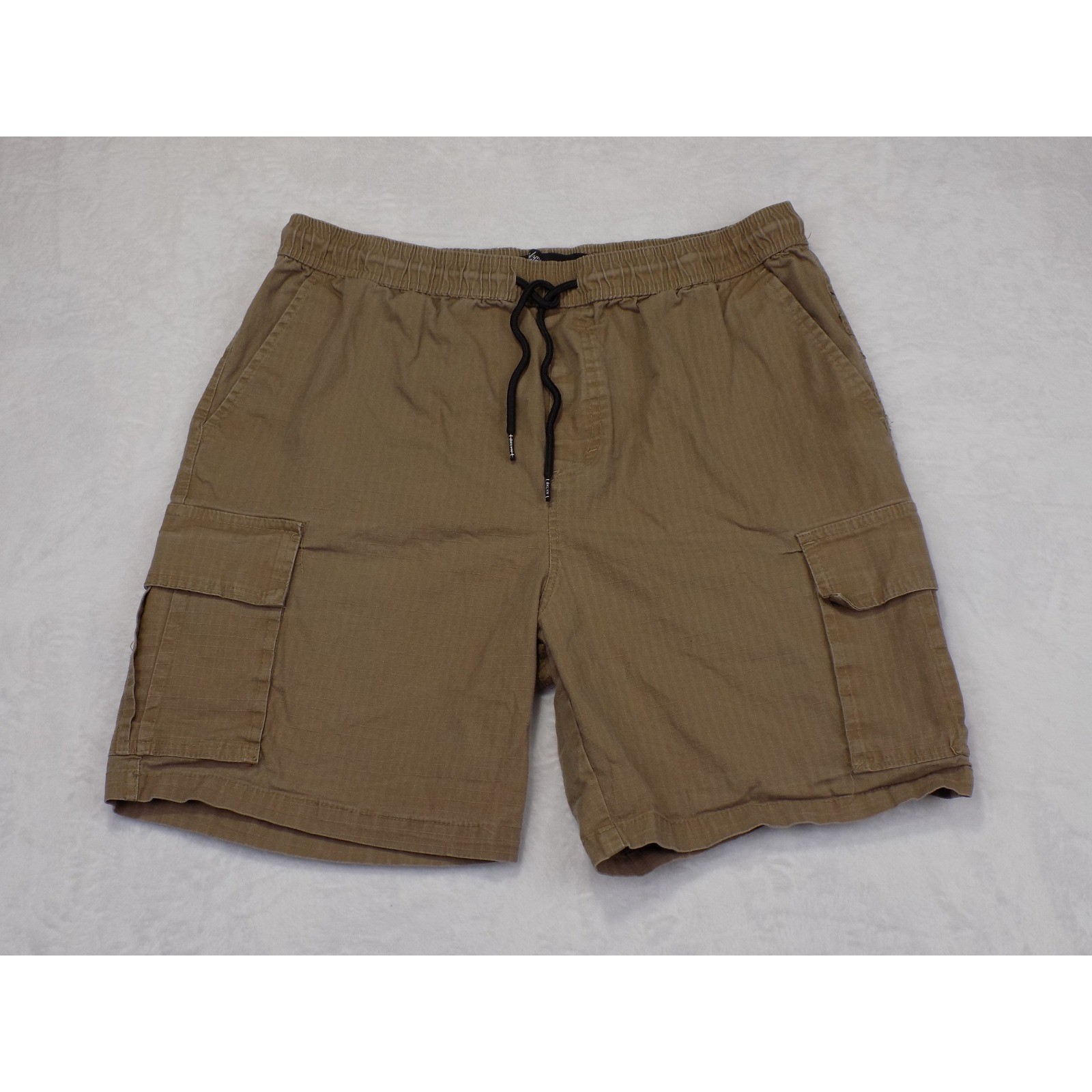 Brooklyn Cloth Wythe Ave Mens Large Khaki Brown Cargo Shorts Elastic Waist L