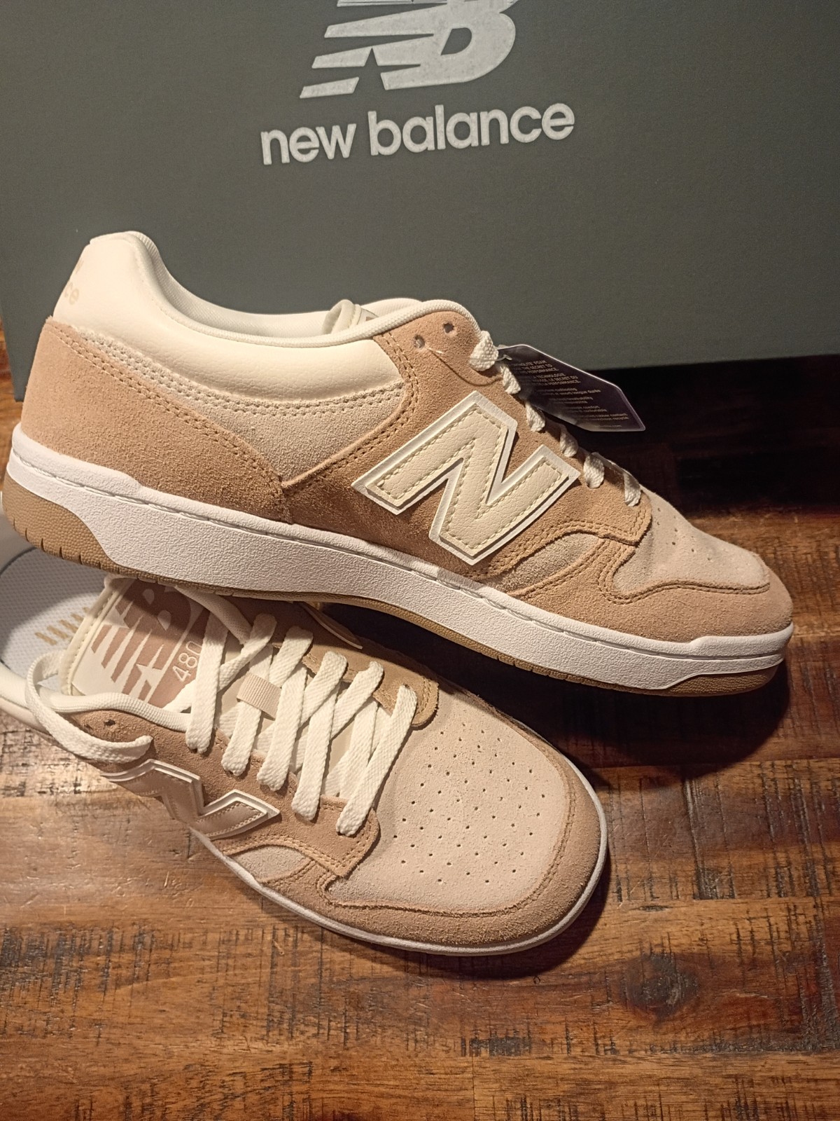 Mens New Balance 480 BB480LEA Brown Beige Suede Court / Casual Sneaker Sz 9.5