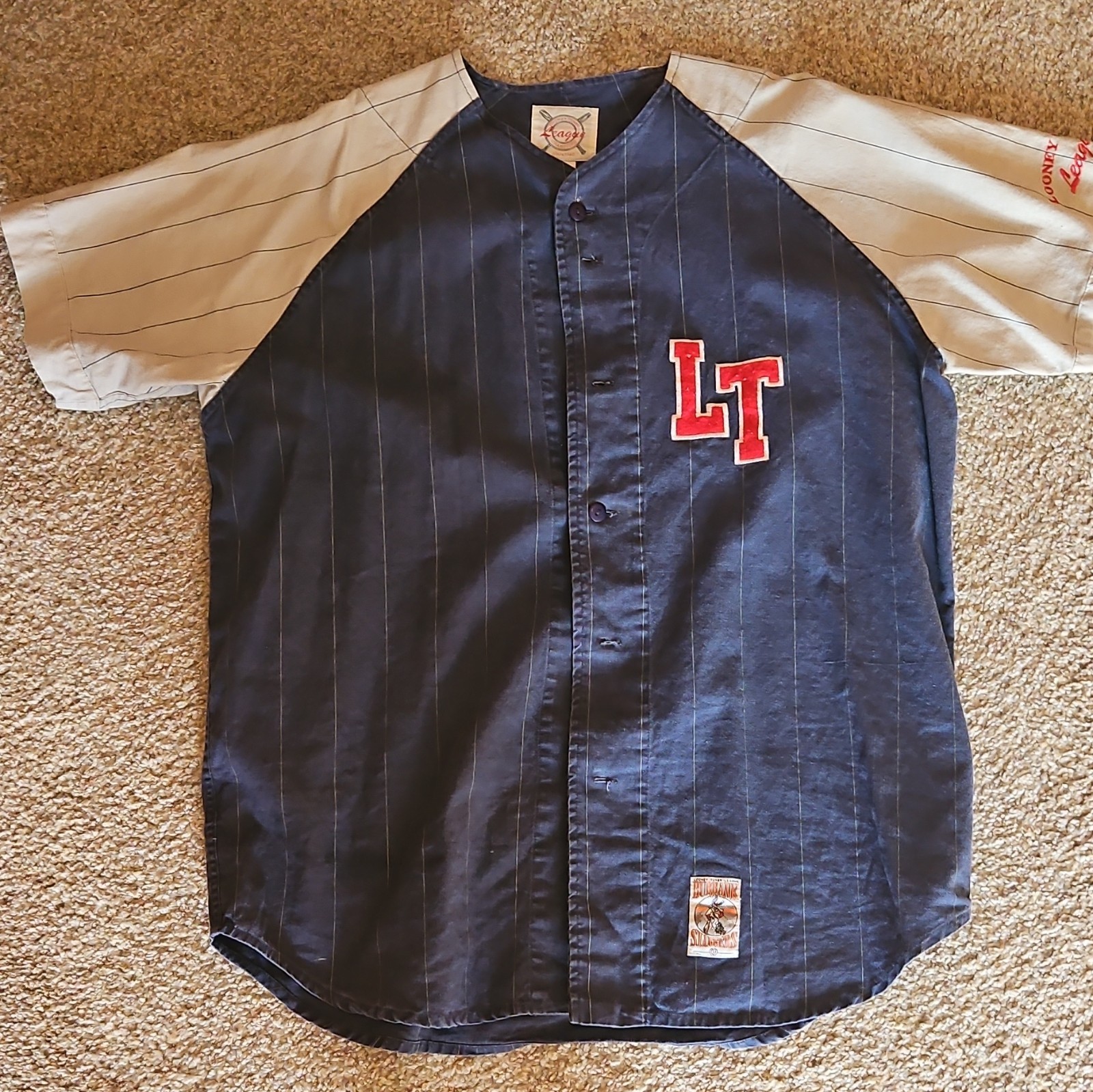 Acme Athletics Burbank Sluggers Bugs Bunny Daffy Duck XL Baseball Jersey