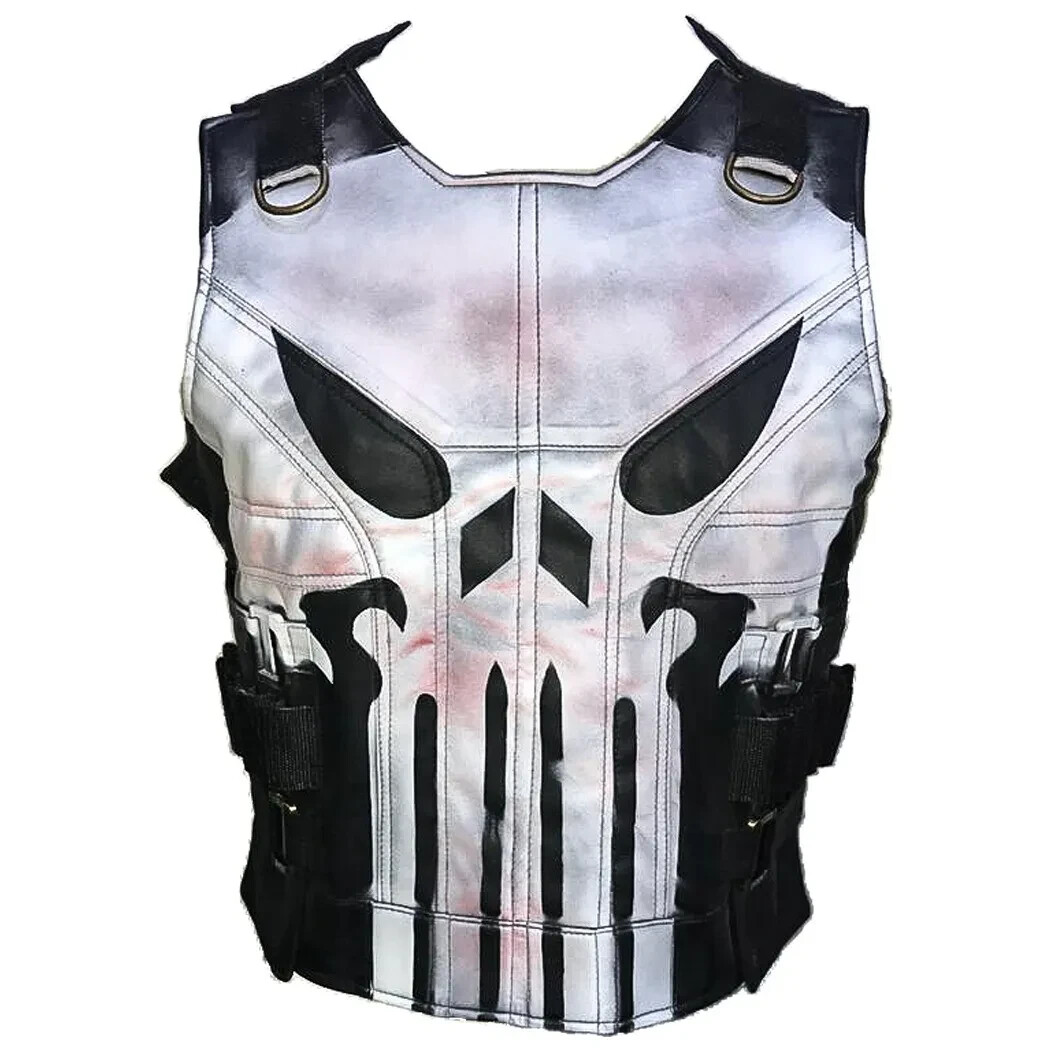 Men’s John Bernthal New Punisher Season 2 Black Leather Jacket Vest