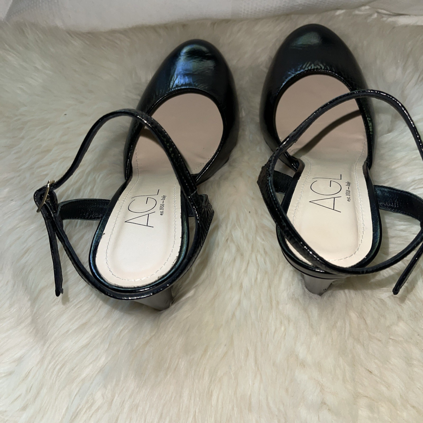 AGL MARYJANE SLINGBACK 38.5 BLACK LEATHER